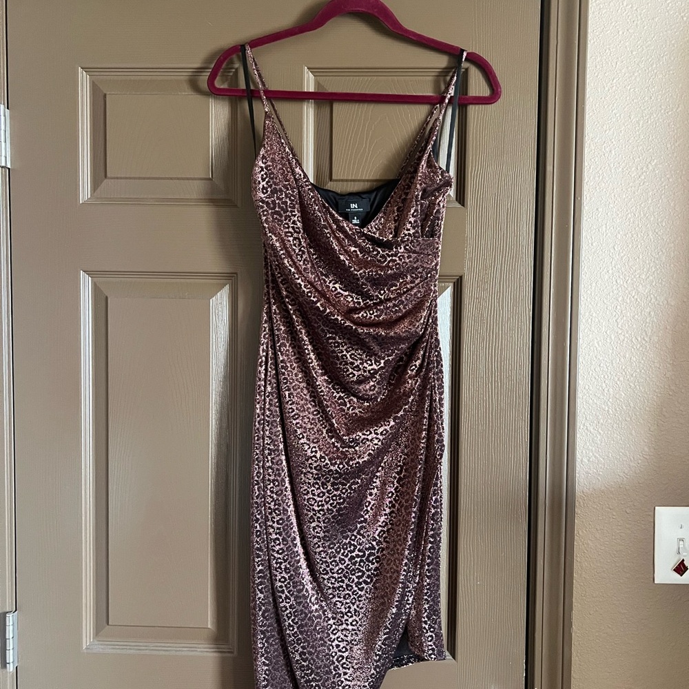 Leopard Print Satin Slip Dress